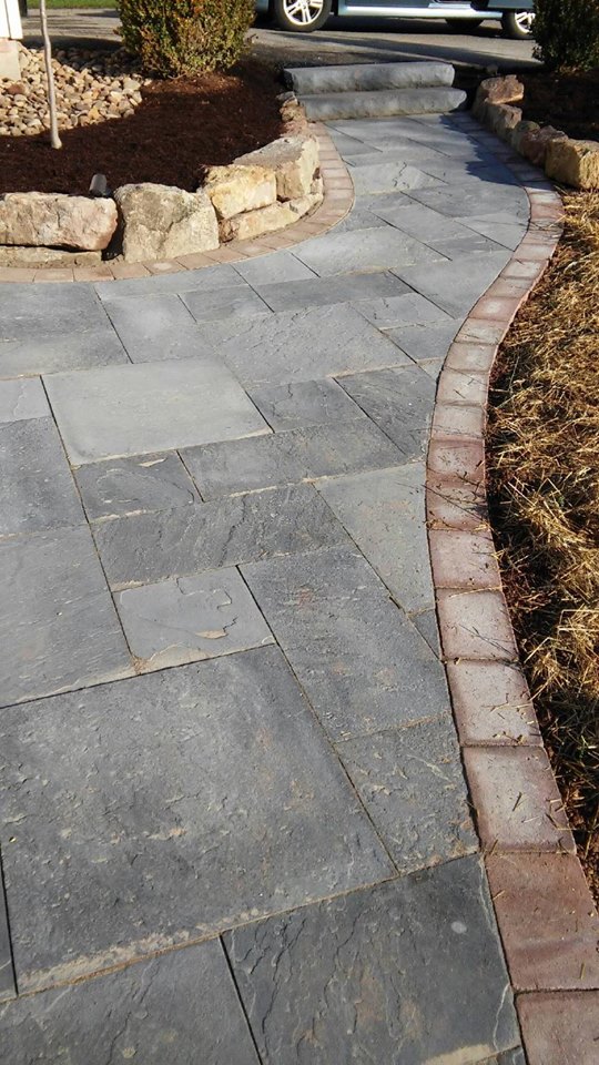 Walkway and Steps with Landscape Lighting