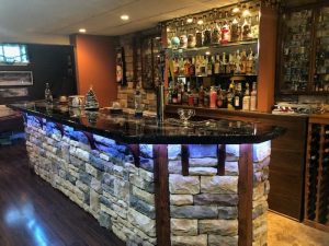 stone veneer basement bar