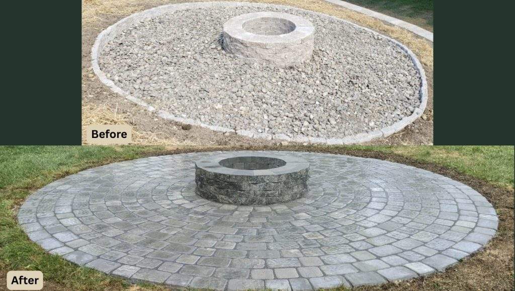 before and after fireplace rebuild