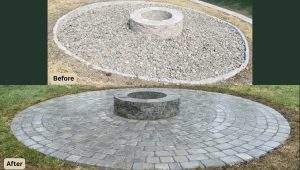 before and after fireplace rebuild