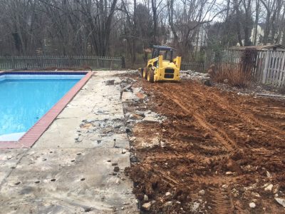in progress of a pool patio