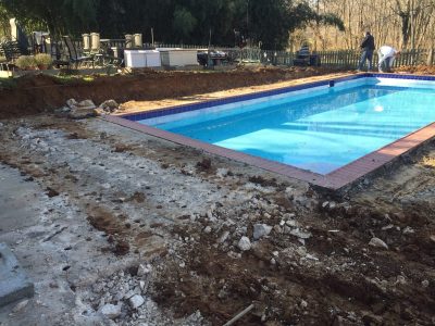 in progress of a pool patio