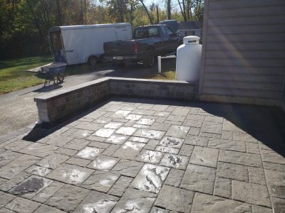 patio and stone wall