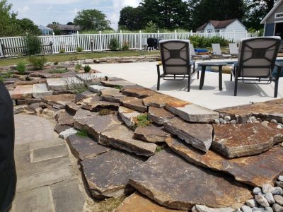 natural stone accent to patio