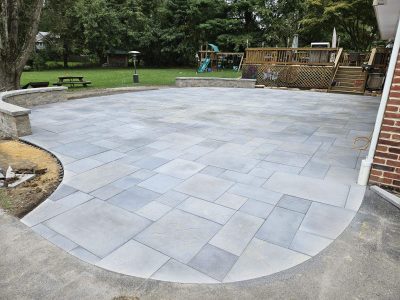 finished stone patio connecting house to deck finished stone patio connecting house to deck